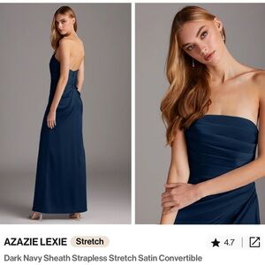 Azazie Lexie Dark Navy Strapless Dress